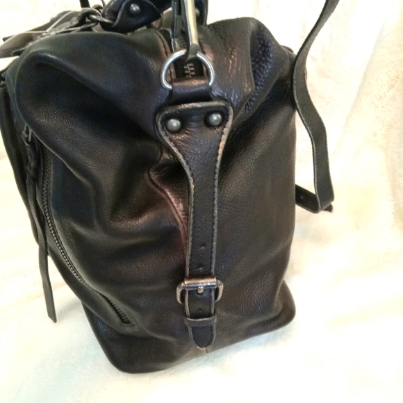 Free People 'WTF' Emerson Distressed Black Leather Hobo Bag - Picture 7 of 14